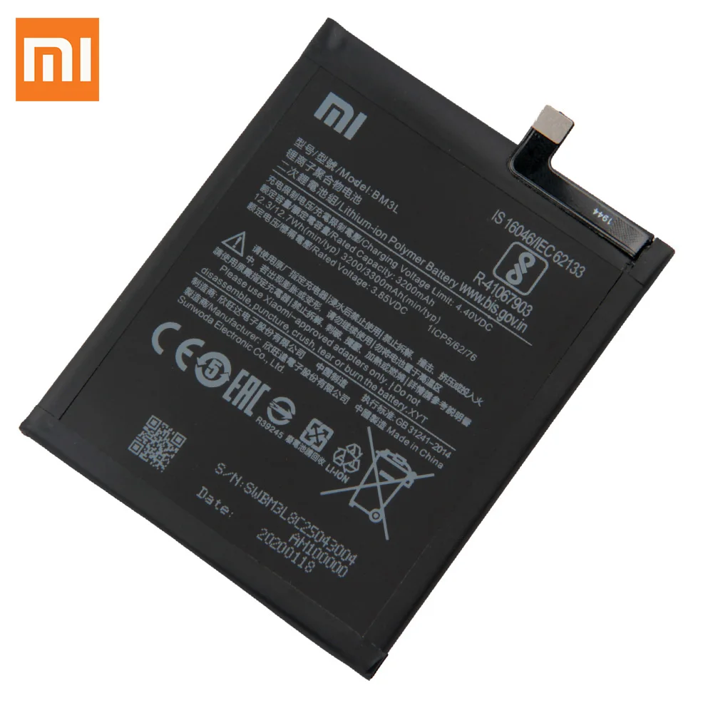 Оригинальный сменный аккумулятор Xiaomi BM3L для 9 MI9 M9 MI 3300 мАч Аутентичные батареи