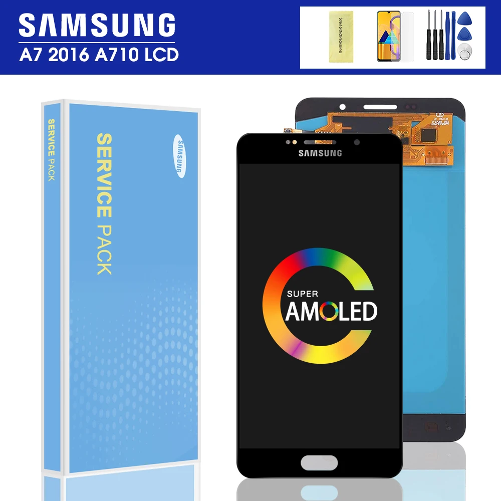 ЖК дисплей 5 &quotдля Samsung Galaxy A7 2016 A710 A710F A710M A710Y A7100 с сенсорным экраном и