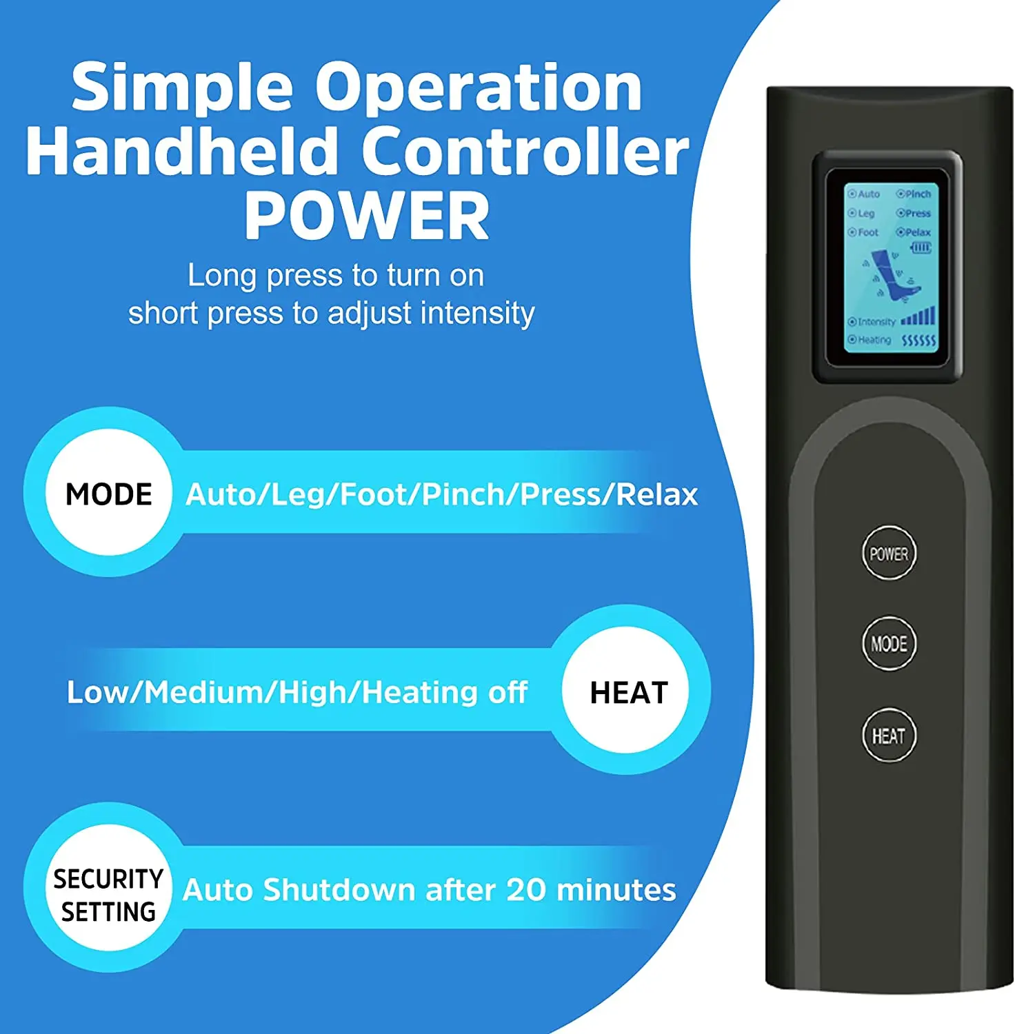 2023 Neues Luftkompressionsmassagegerät für die Beine zur Durchblutung von Fuß, Wade und Oberschenkel, 6 Modi, 3 Intensitäten, USB-Version mit Tasche_voghion.com