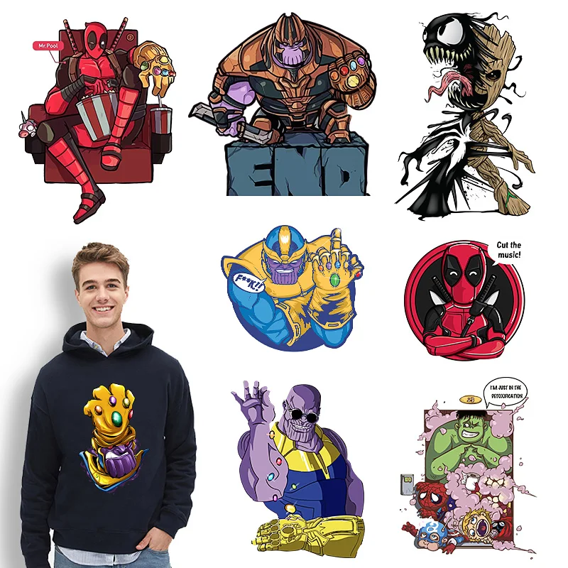 Disney Thanos Adesivi In Vinile A Trasferimento Termico Per Felpa Con Cappuccio Iron On Transfers For Clothing Jacket Fun Cool Cartoon Patch Applique
