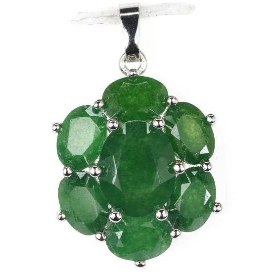 emerald pendant 38x17 мм SheCrown Deluxe настоящий зеленый изумруд красный рубин создан Танзанит кунцит Серебряный кулон и серьги - Цвет камня: emerald pendant