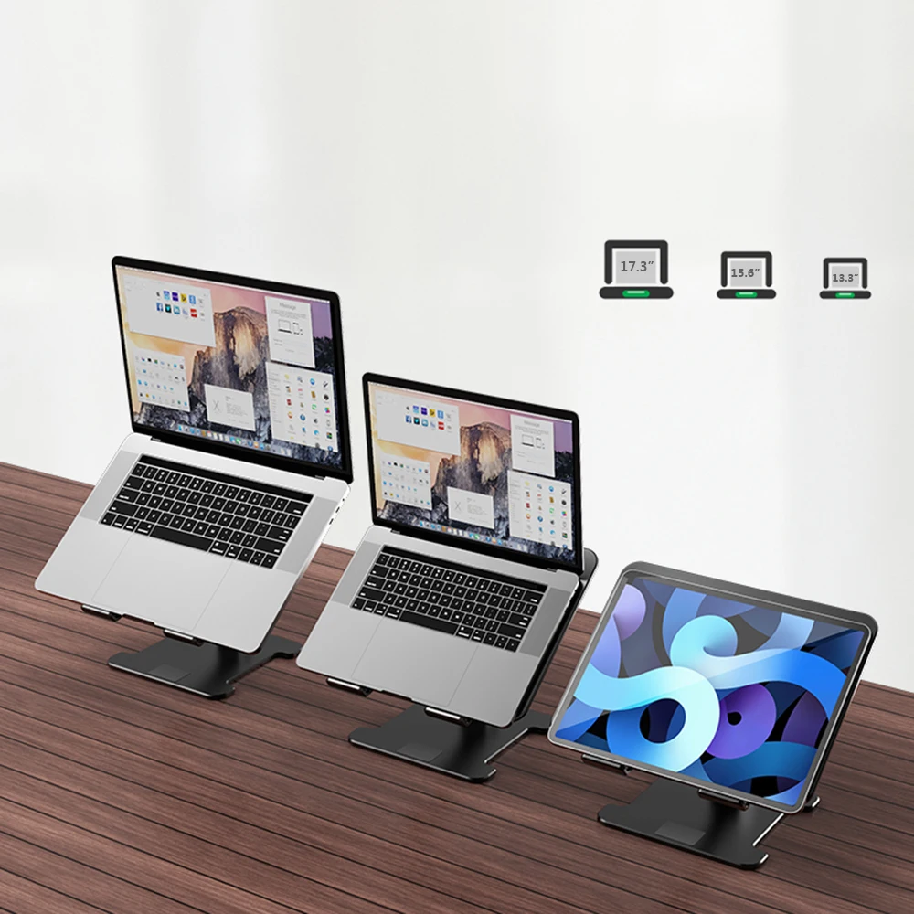 Laptop Stand 10-17.3 Inch Cooling Rack Angle Folding Adjustable Universal Aluminum Alloy Portable Non Slip Holder