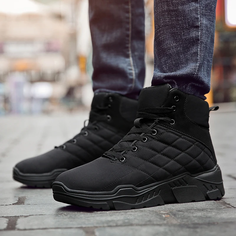

2019 Winter Snow Boots Korean Style Of Plus Velvet Warm High All Matching Men's Thick Waterproof Non-slip Cotton Boot Size 39-45