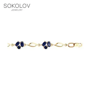 

Bracelet SOKOLOV gold with blue corundum (synthetic) fashion jewelry 585 women's male