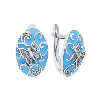

Silver earrings with enamel and cubic zirconium sunlight sample 925