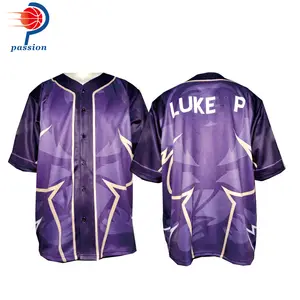 Пользовательские с коротким рукавом сублимационные фиолетовые бейсбольные Джерси для взрослых - изображение
