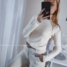 Jerséis de mujer de cuello alto 2020 Otoño e Invierno suéter de punto de jersey de manga larga Mujer suéteres Tops de Jersey para mujer