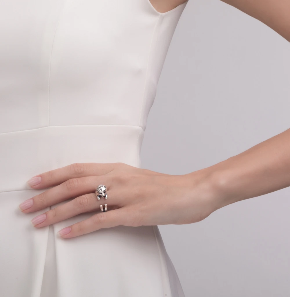 Silver ring with cubic zirconia SUNLIGHT test 925