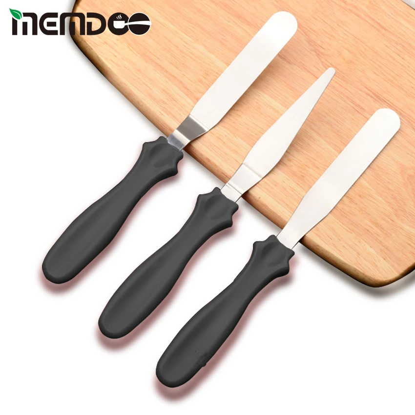 

MEMDOO 3Pcs Cake Cream Knife Spatula Stainless Steel Scraper for DIY Cake Smoother Icing frosting Spreader Pastry Cake Tool