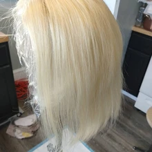 Peluca Bob 13x1 1B 613 cabello humano liso brasileño con encaje frontal, rubio miel degradado, Remy corto prearrancado para mujeres negras