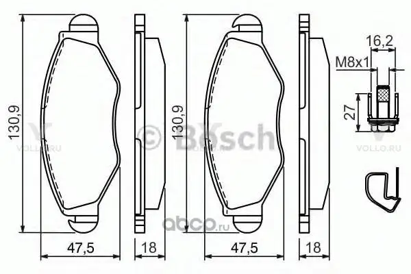 0986494039 BOSCH ДИСКОВЫЕ КОЛОДКИ ПЕРЕДНИЕ