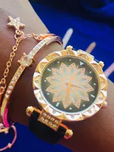 Conjunto de relojes de pulsera con cielo estrellado para mujer, pulsera de cuarzo de cuero informal, 2020