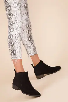 

SOHO Ladies Fashion Ankle Boots High Quality Women Elegant Low Heels Shoes Female Pointed Snake Pattern Leather Boots 14237