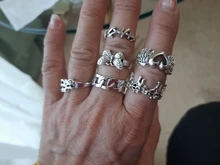 Sindlan-anillo gótico de plata para mujer, Set de 6 uds. De Anillos con diseño de corazón Punk, mariposa, Cupido, joyería femenina