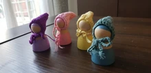 Muñecas de arcoíris de madera de ganchillo, en gorros para Pastel, bloques apilables, muñecas NATURALES DE MADERA EN sombrero tejido, juguete Montessori, 6/12 Uds.