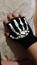 Guantes de medio dedo con estampado fluorescente para niños, guantes de punto con esqueleto de Calavera, color negro, para Otoño e Invierno