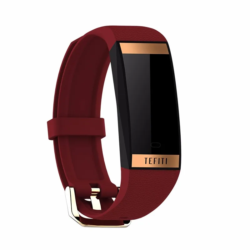 Maple red Смарт-браслет женский спортивный кожаный Smartband фитнес-трекер кровяное давление монитор сердечного ритма IP67 водонепроницаемые часы - Цвет: Maple red