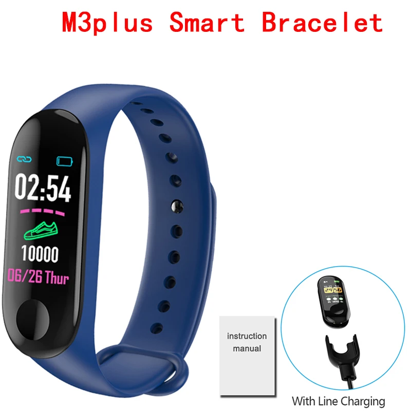 M3plus Bracelet Смарт-браслет M3, фитнес-трекер, браслет, часы, пульсометр, кровяное давление, водонепроницаемый, смарт-браслет для мужчин и женщин, смарт-браслет - Цвет: M3plus Bracelet