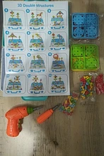 Tornillo de perforación 3D para niños, mosaico creativo, puzle, juguetes de bloques de construcción, taladro eléctrico, bricolaje, juguete educativo