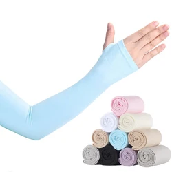 1 Pair Unisex Cooling Arm Sleeves Ice Silk Anti-UV Elbow Hand Cover Breathable Outdo Cycling Fishing Driving Arm Warmers