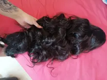 Coleta ondulada de cuerpo largo vigoroso para mujer, extensión de cabello sintético, Clip en peluca, cabello falso negro