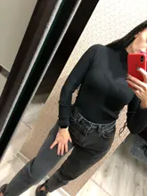 Suéteres de cuello alto para mujer, jerseys de punto elásticos de manga larga, color azul, de moda, fino suave, Tops en 10 colores, Otoño e Invierno