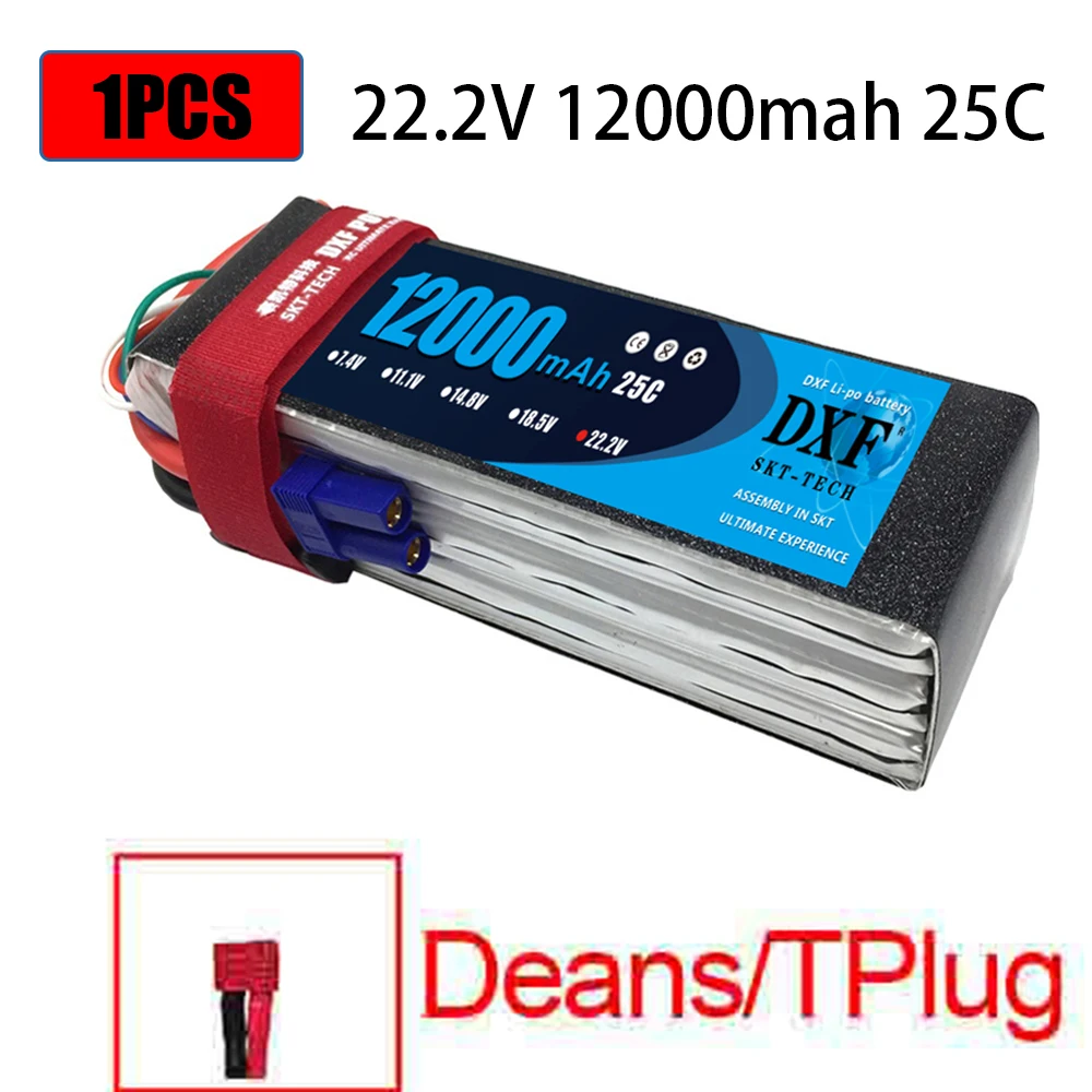 DXF 22,2 V 6S 12000MAH 25C-50C Lipo батарея RC AKKU Bateria для самолета вертолета лодки FPV дрона БПЛА - Цвет: 1PCS12000SoftDeans
