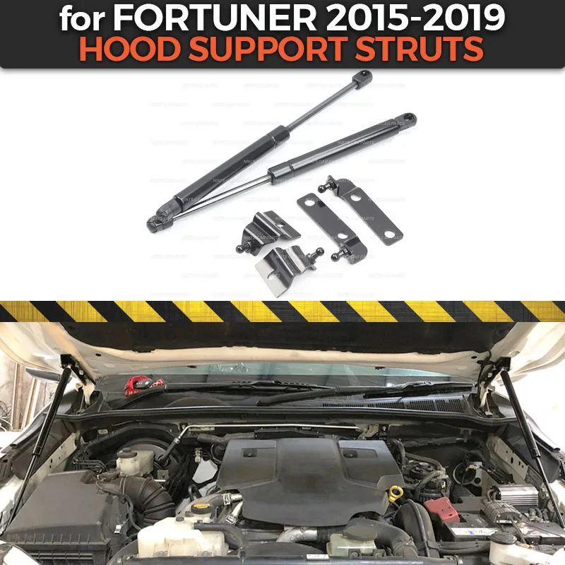 Hood support struts case for Toyota Fortuner- Stainless steel 1 set / 2 pcs molding decoration car styling exterior