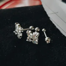 1PC de cristal de CZ hélice pendientes espárragos oído Piercing 316l Acero quirúrgico pendiente de cartílago 16G Tragus Piercing para mujeres Punk