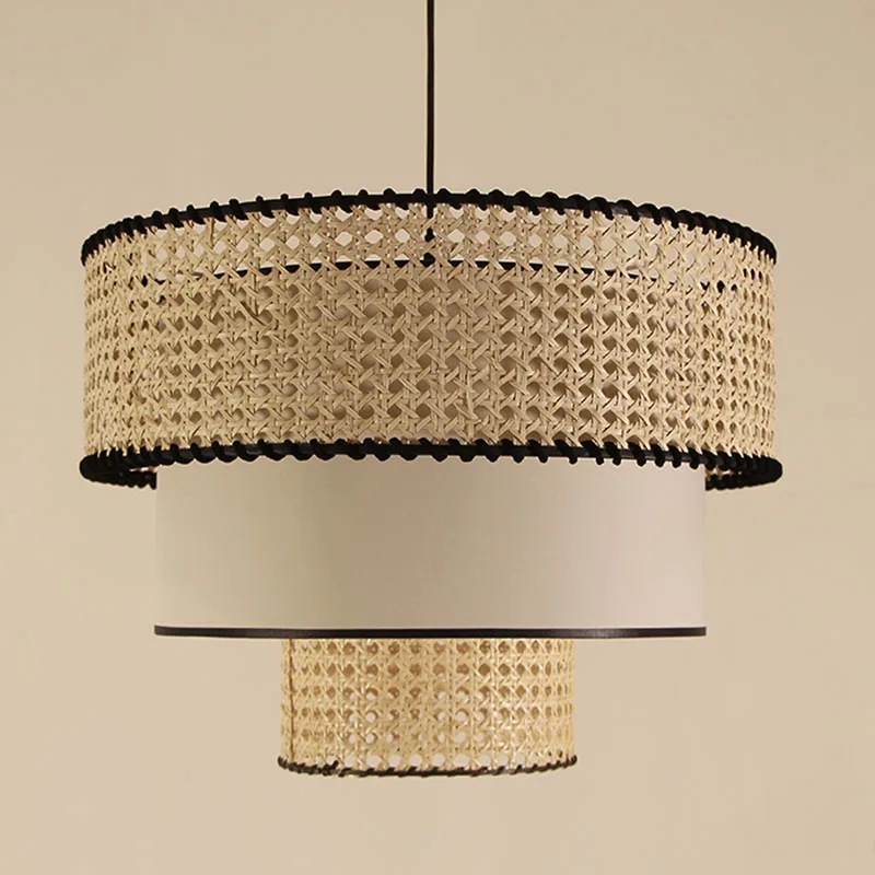 

Chandeliers Indoor Rattan Boho Scandinavi Knitted Bamboo Natural Pendant Lighting Design Handmade Bohemian E27 Home Decoration