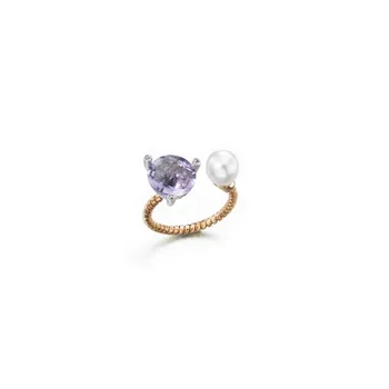 

Ring open with Pearl and amethyst