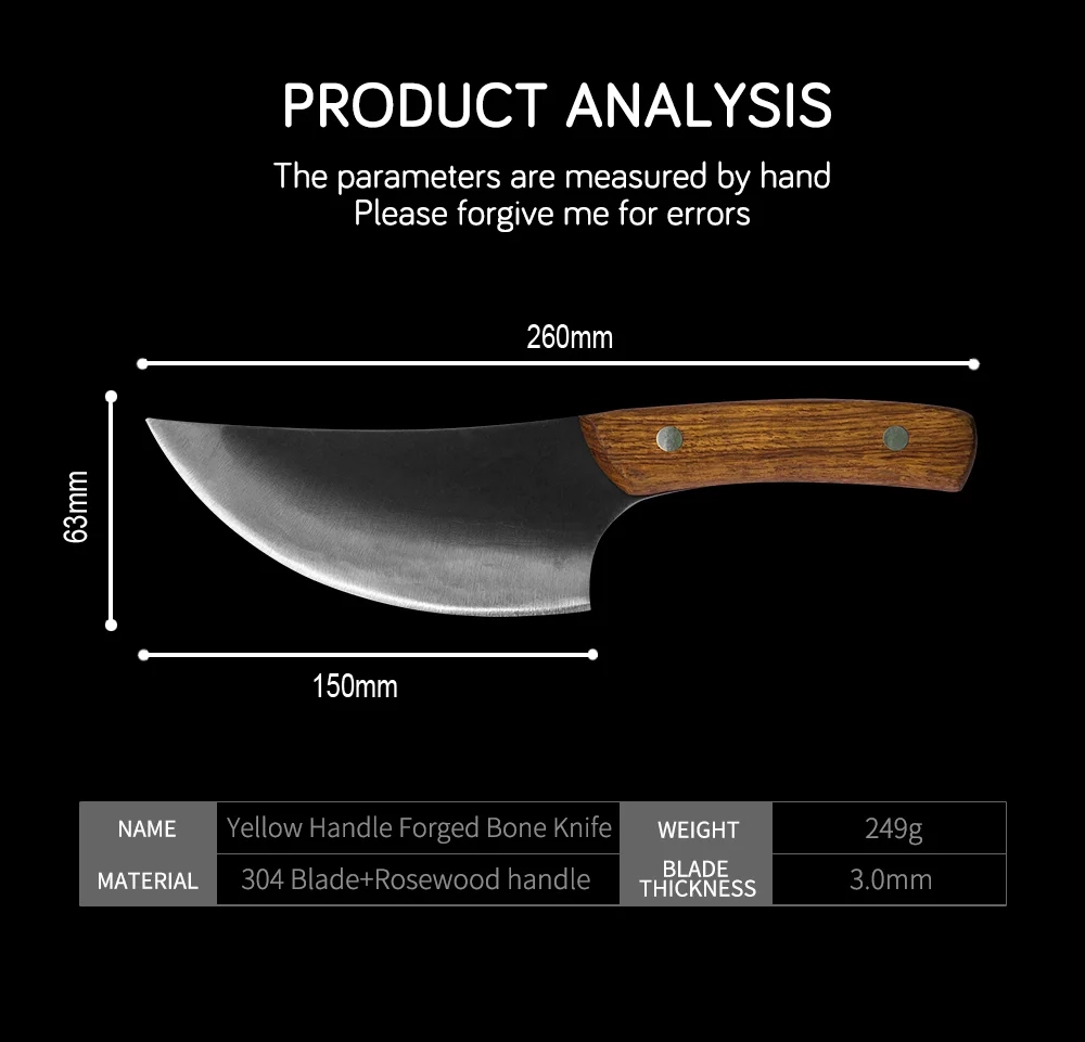 XYj кухонный нож из нержавеющей стали, ножи шеф-повара, Высококачественная удобная ручка, инструмент для приготовления пищи, острое лезвие, деревянная ручка, костяной нож