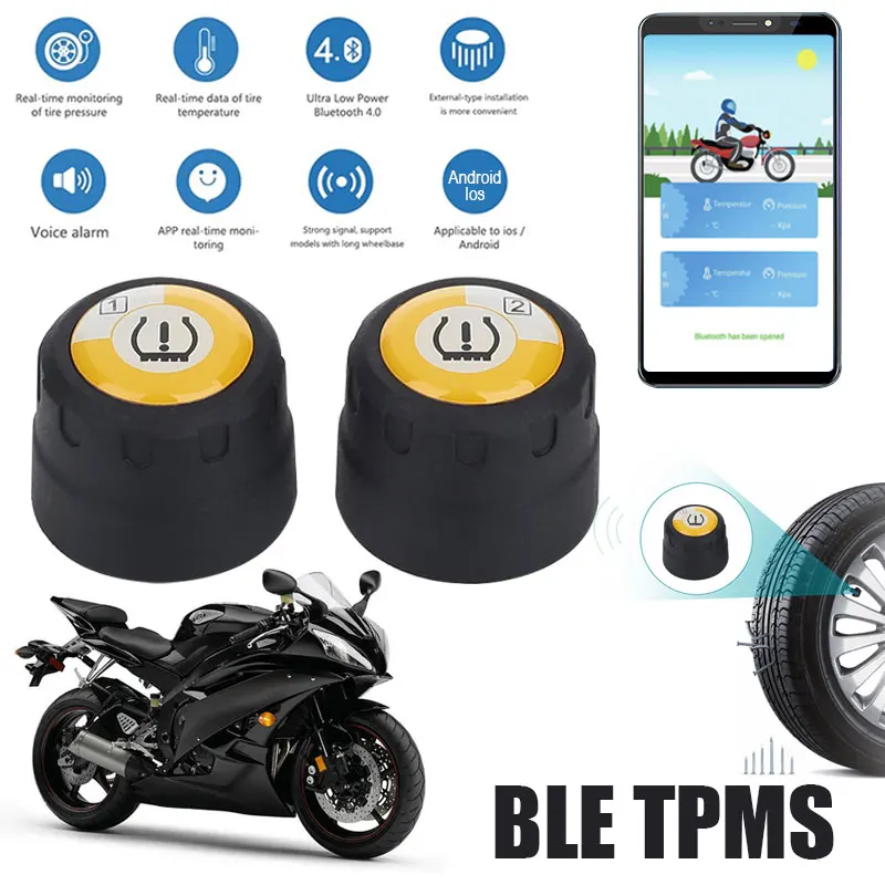 Беспроводная система контроля давления в шинах для мотоцикла Tpms Bluetooth Универсальная система TPMS для Android IOS
