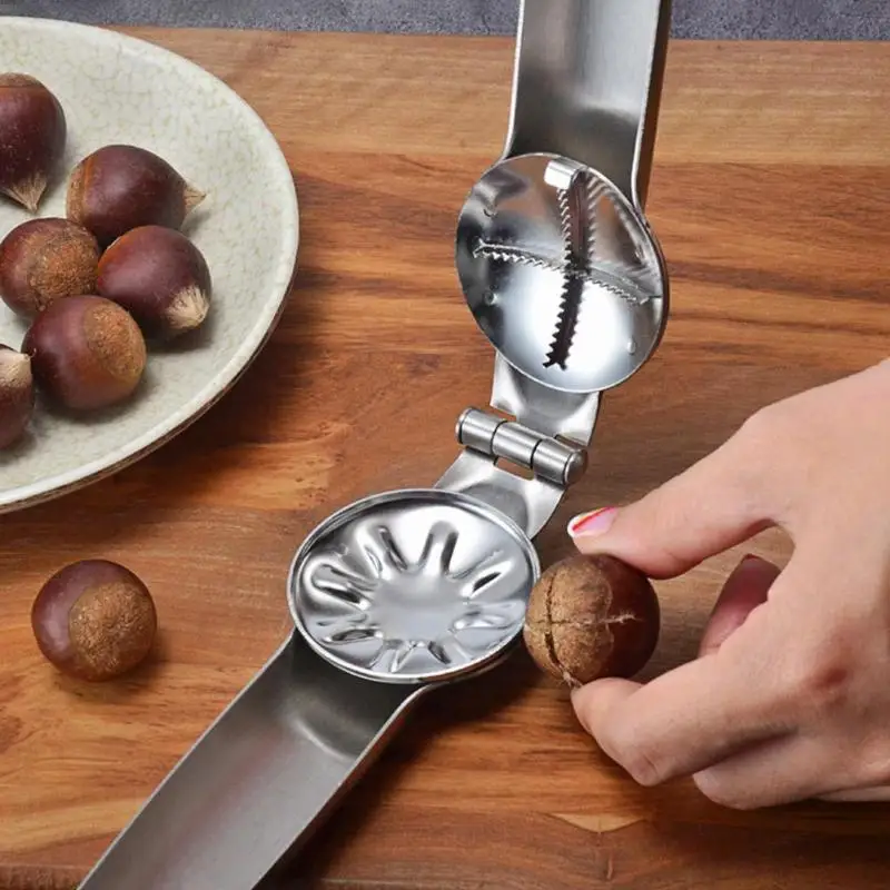 

304 Stainless Steel Nut Opener 2 in 1 Quick Chestnut Clip Walnut Pliers Metal NutCracker Sheller Cutter Gadgets Kitchen Tools