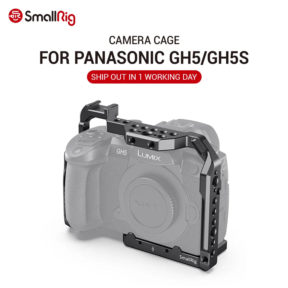 

SmallRig GH5 Camera Cage for Panasonic GH5 & GH5S W/ Cold Shoe Mount For Monitor Holder , Flash Light DIY Options 2646