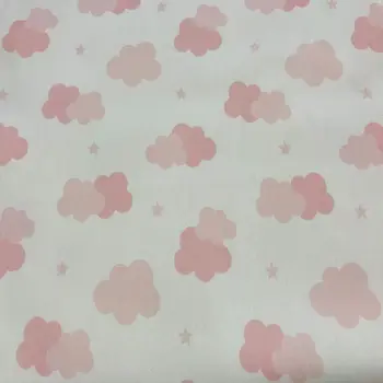 

Serge fabric by the meter drawing clouds pink Colour cotton 100%