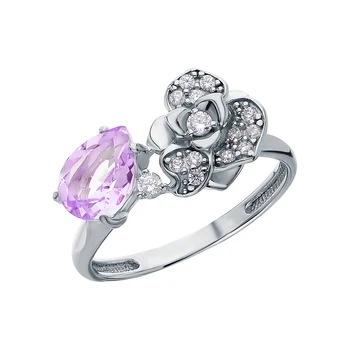 

Silver ring with amethyst and cubic zirconia sunlight sample 925