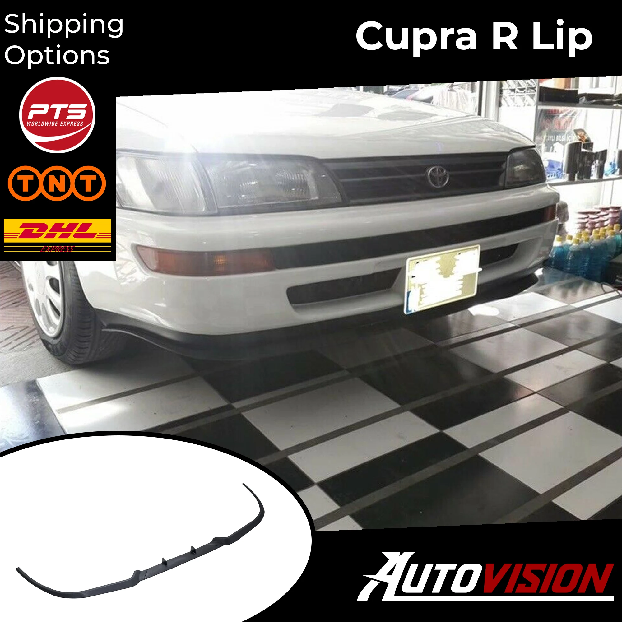 For Toyota Corolla Ae101 CUPRA R FRONT SPOILER BUMPER LIP Euro Spoiler Lip Universal 3 pcs Body Kit