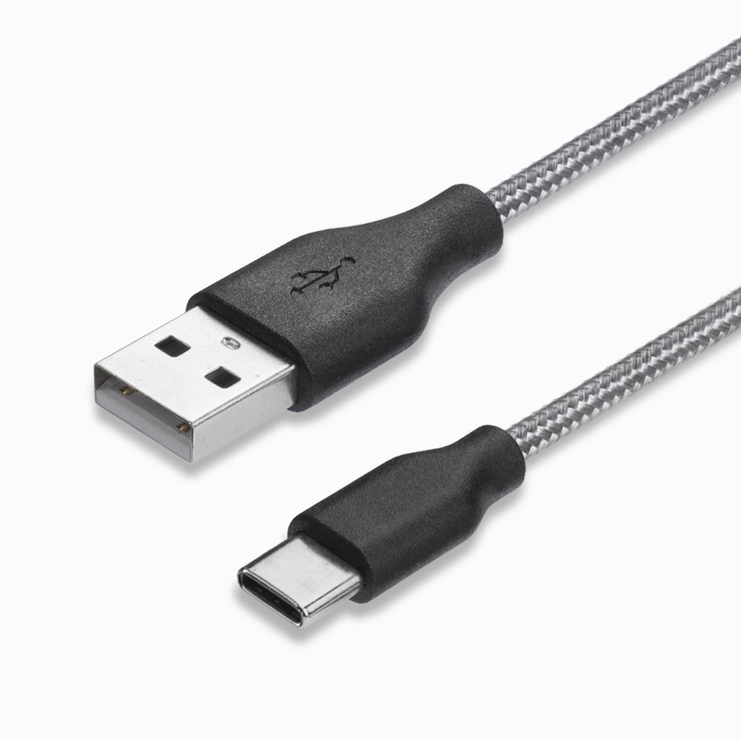 Дата-кабель USB- USB Type-C, нейлон, 1.2м, серый, Prime Line