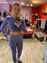 2 unids/set Vital mujeres deporte traje de Yoga de gimnasio de entrenamiento de manga larga de ropa de Fitness Top + cintura alta energía sin costura Leggings