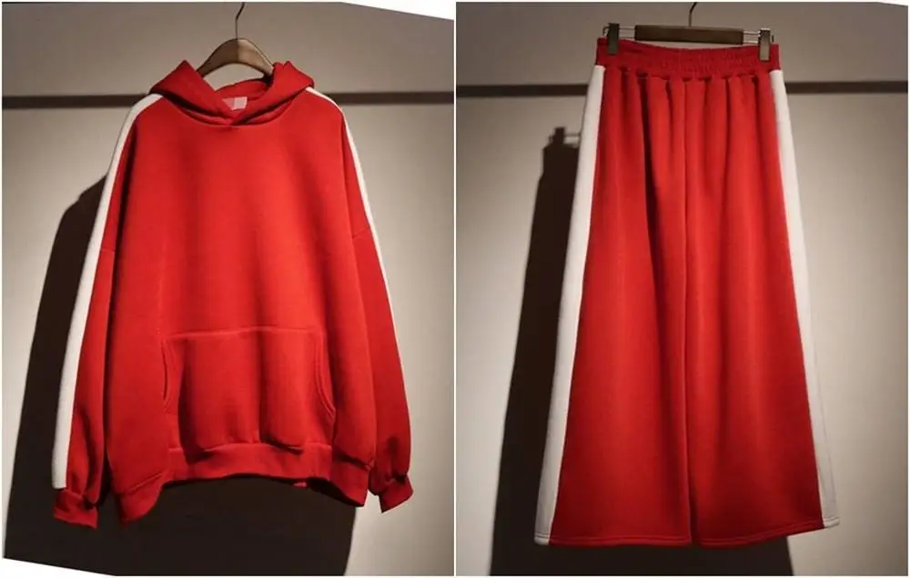 Women Loose Cargo Pants + Loose Hoodie 2pcs SET