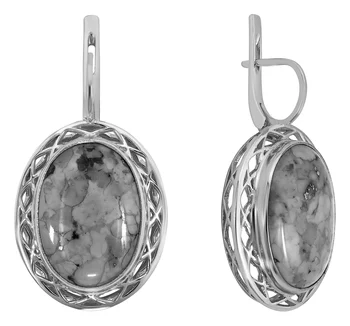 

Earrings made of silver with diamond and carnelian