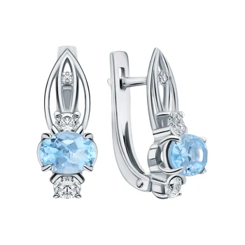 

Silver earrings with Topaz and cubic zirconia sunlight sample 925