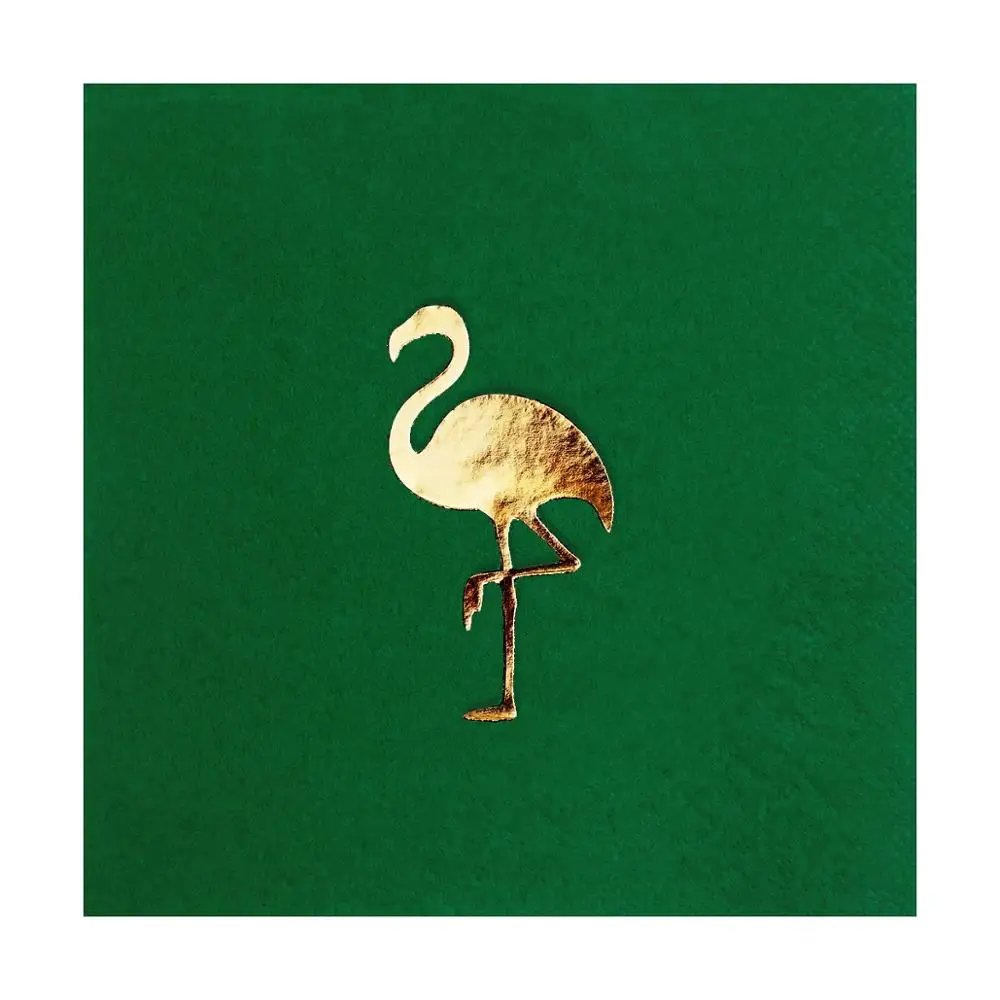 Flamingo Gold Foil Stamped Dark Green Luncheon Paper Napkin Birthday Party Wedding Event Bridal Baby Shower 16 pcs 33x33 cm |