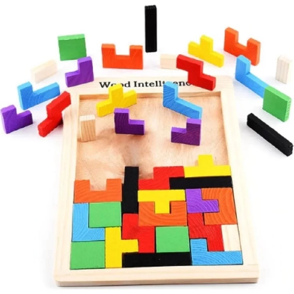 Educational for Baby and Kids, Wooden Block Tetris Educational B