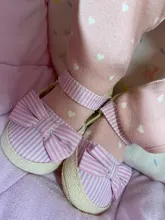 Zapatos de verano para niños recién nacidos, zapatos de cuna blandos, zapatillas antideslizantes con lazo a rayas, 0 a 18M, 2021