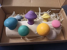 Bloques de arcoíris de madera Montessori para bebé, juego de recolección de setas, juguetes educativos de madera para bebé, ensamblaje a juego con forma de desarrollo