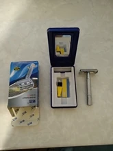 Afeitadora de seguridad para hombre, afeitadora Manual tradicional de doble filo cromado, afeitadora de seguridad + 1 hoja + 1 Estuche De Viaje profesional para el cuidado del cabello y la barba