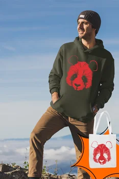 

Angemiel Wear Pink Calm Panda Green Men 'S Hooded Sweatshirt Bags Kombin