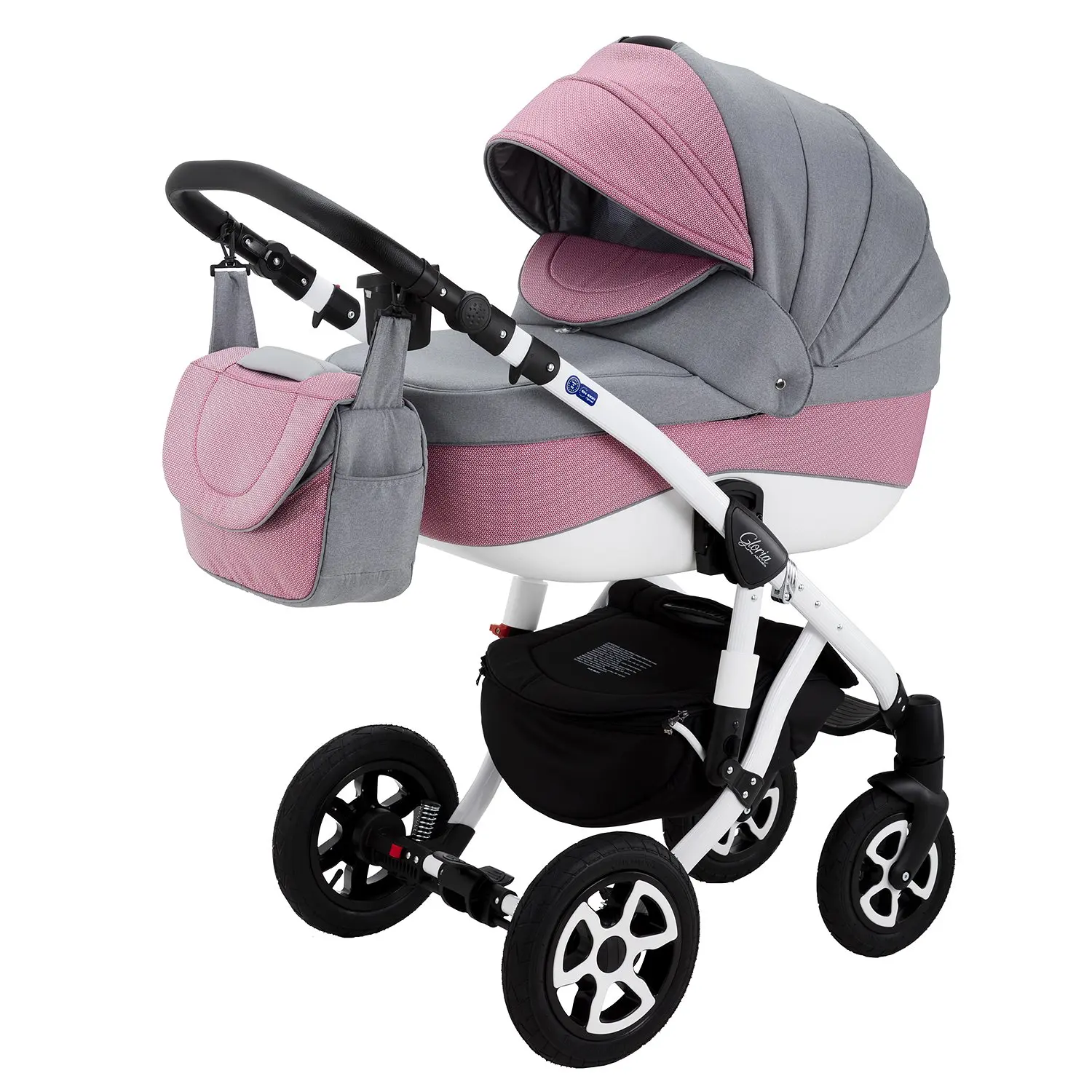 Stroller 3 in 1 adamex Gloria 90L light gray + Pink afbeelding